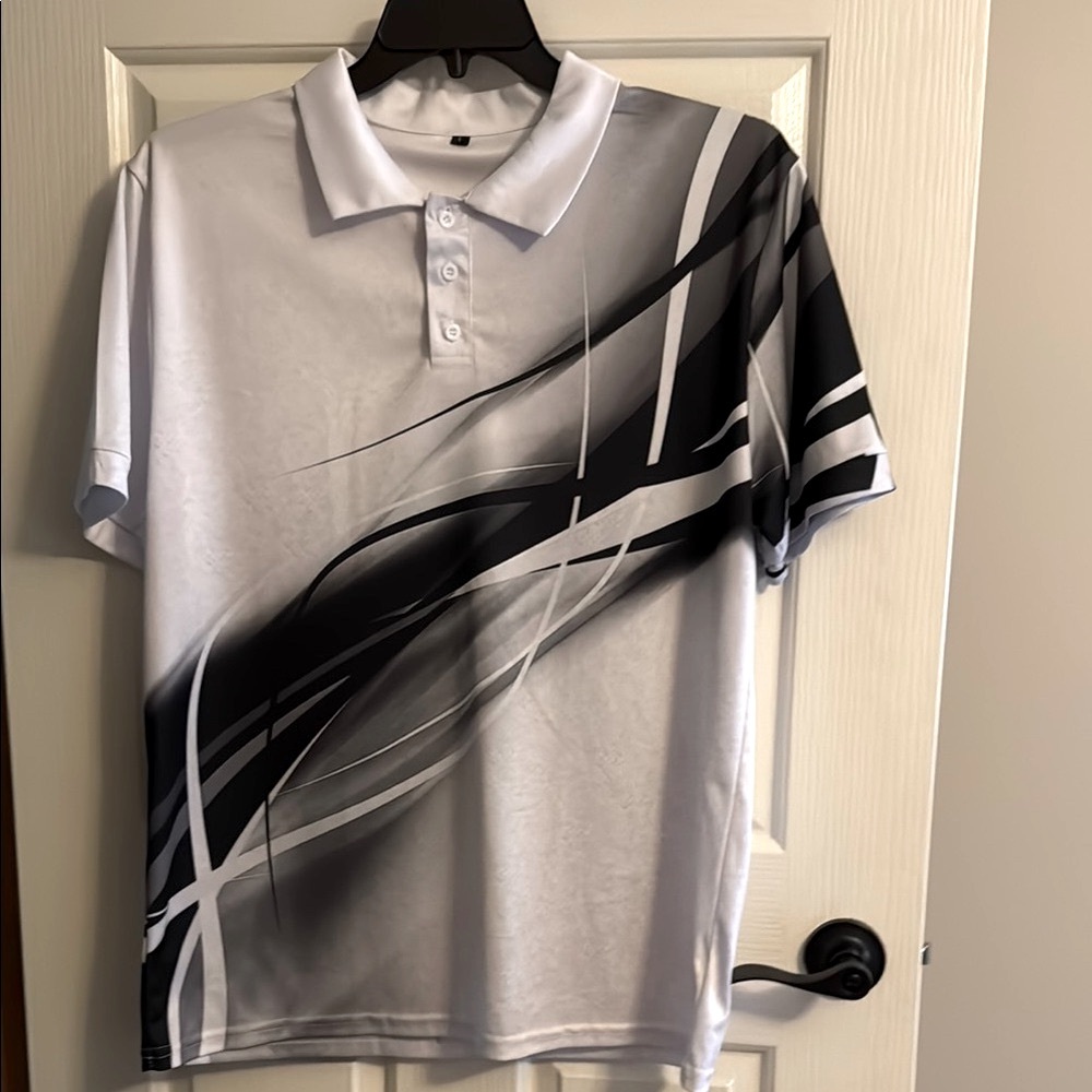Stylish Black, White & Gray Men's Polo Shirt